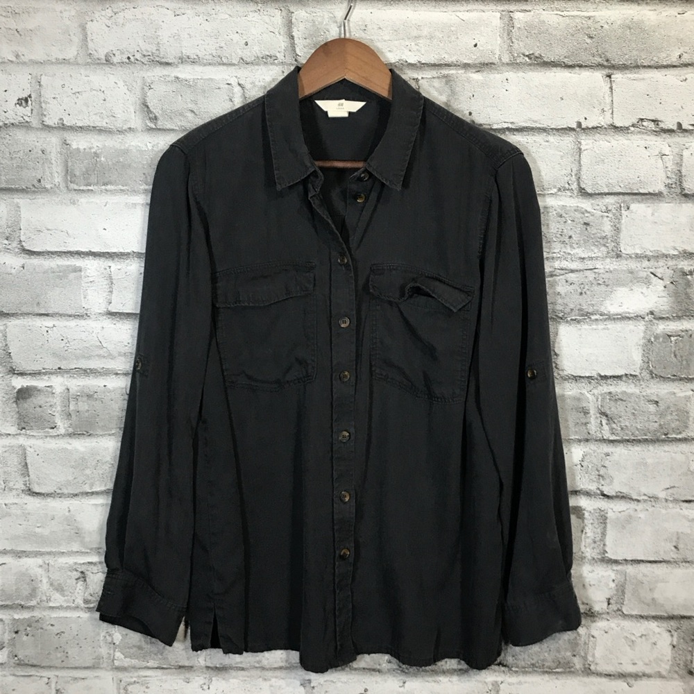 H&M Navy Button Down Shirt Size 10